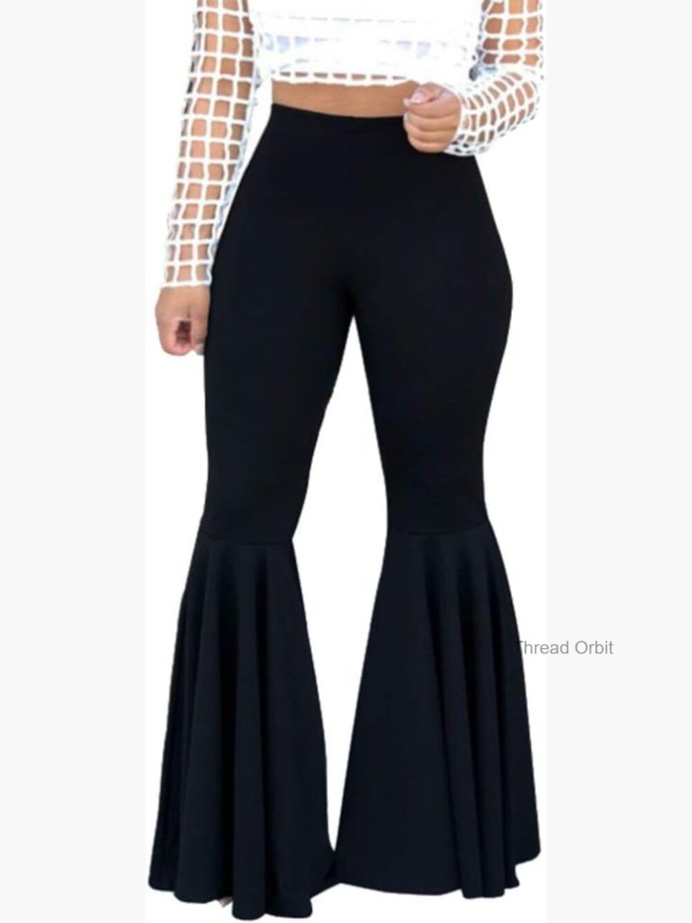 Women Bell Bottom Pants Elastic Waist Stretchy Flared Plus Size